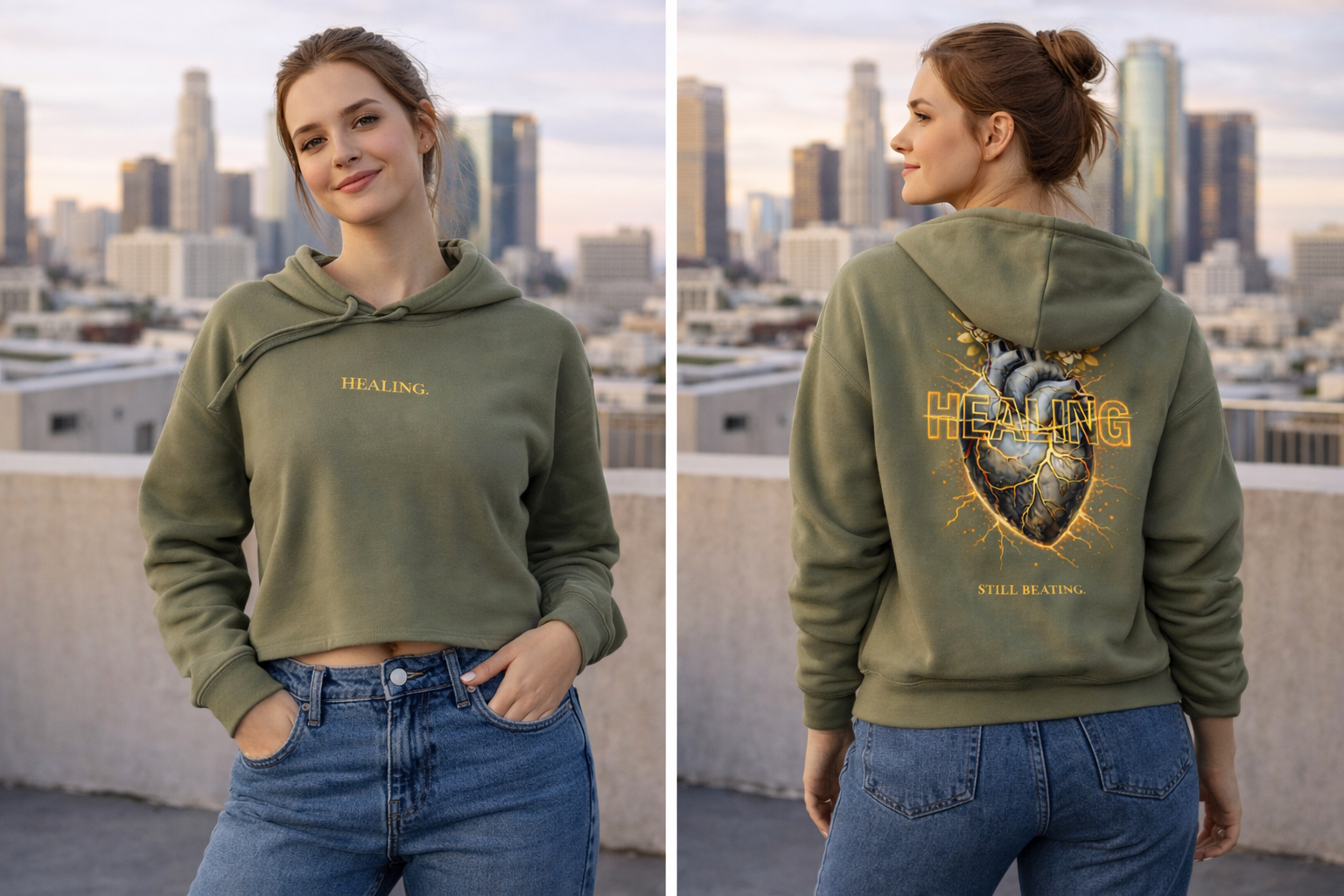 HEALING Women Crop Hoodie