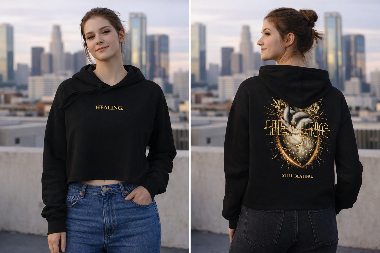 HEALING Women Crop Hoodie