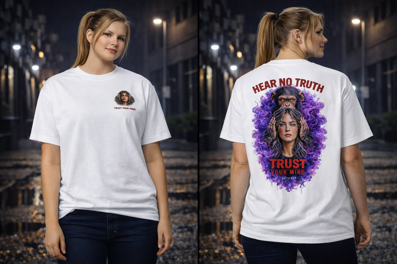 UNFOLDED – „Hear No Truth“ Oversized Unisex Bio-T-Shirt