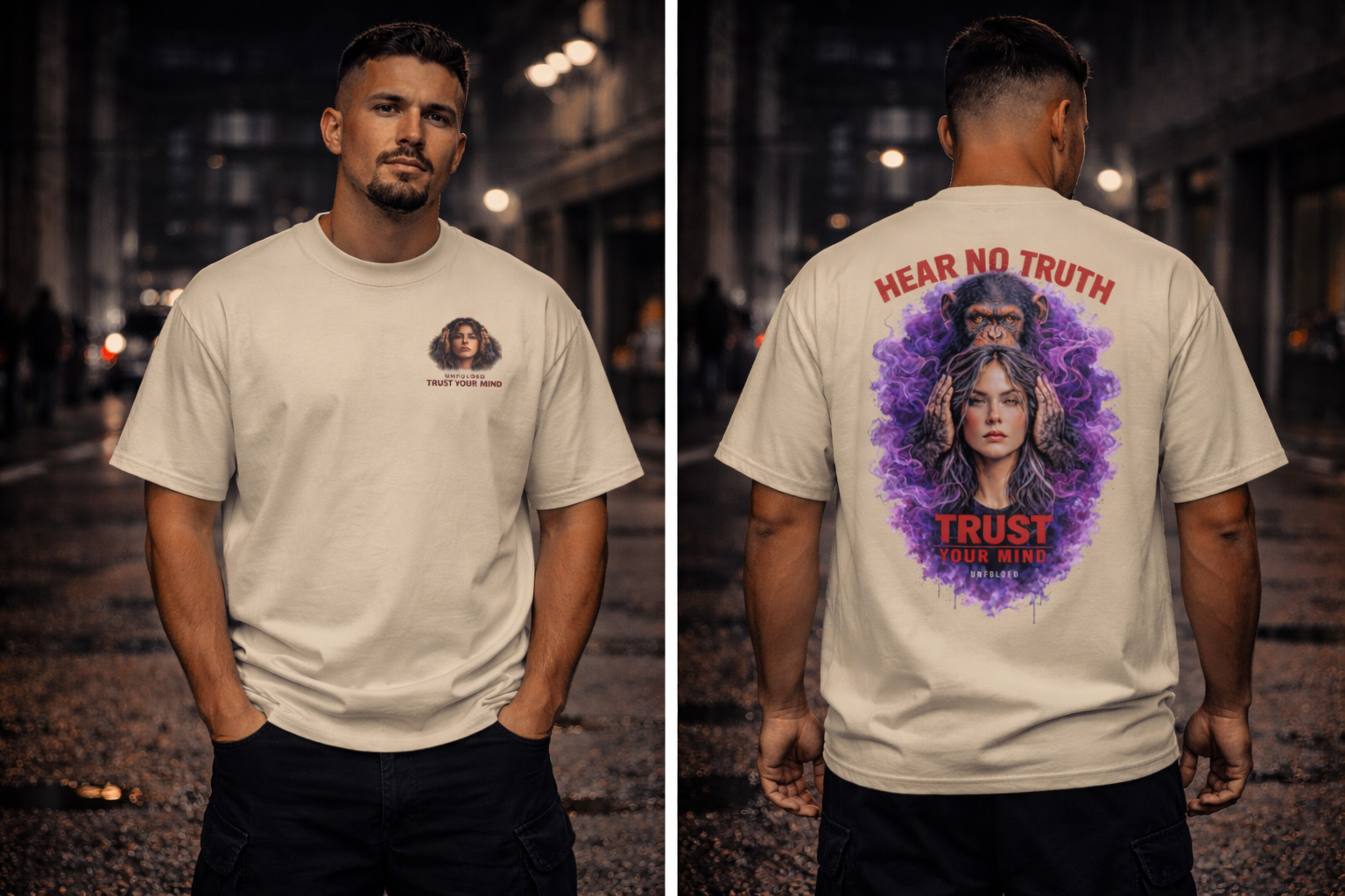 UNFOLDED – „Hear No Truth“ Oversized Unisex Bio-T-Shirt