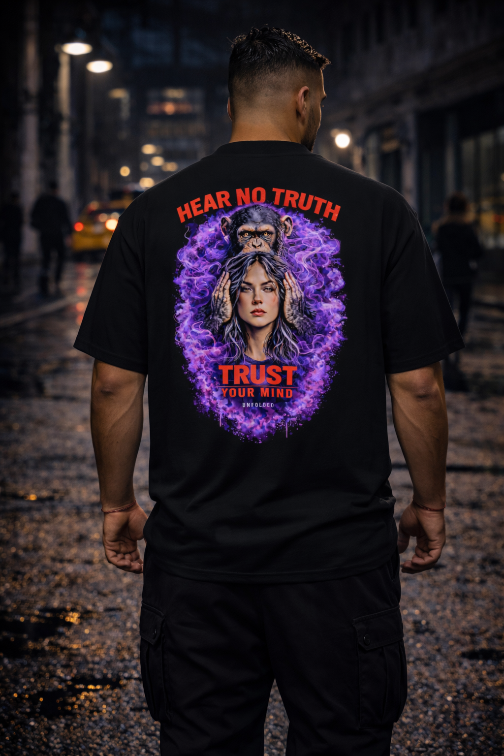 UNFOLDED – „Hear No Truth“ Oversized Unisex Bio-T-Shirt