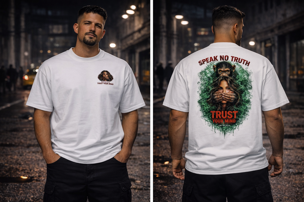 UNFOLDED – „Speak No Truth“ Oversized Unisex Bio-T-Shirt