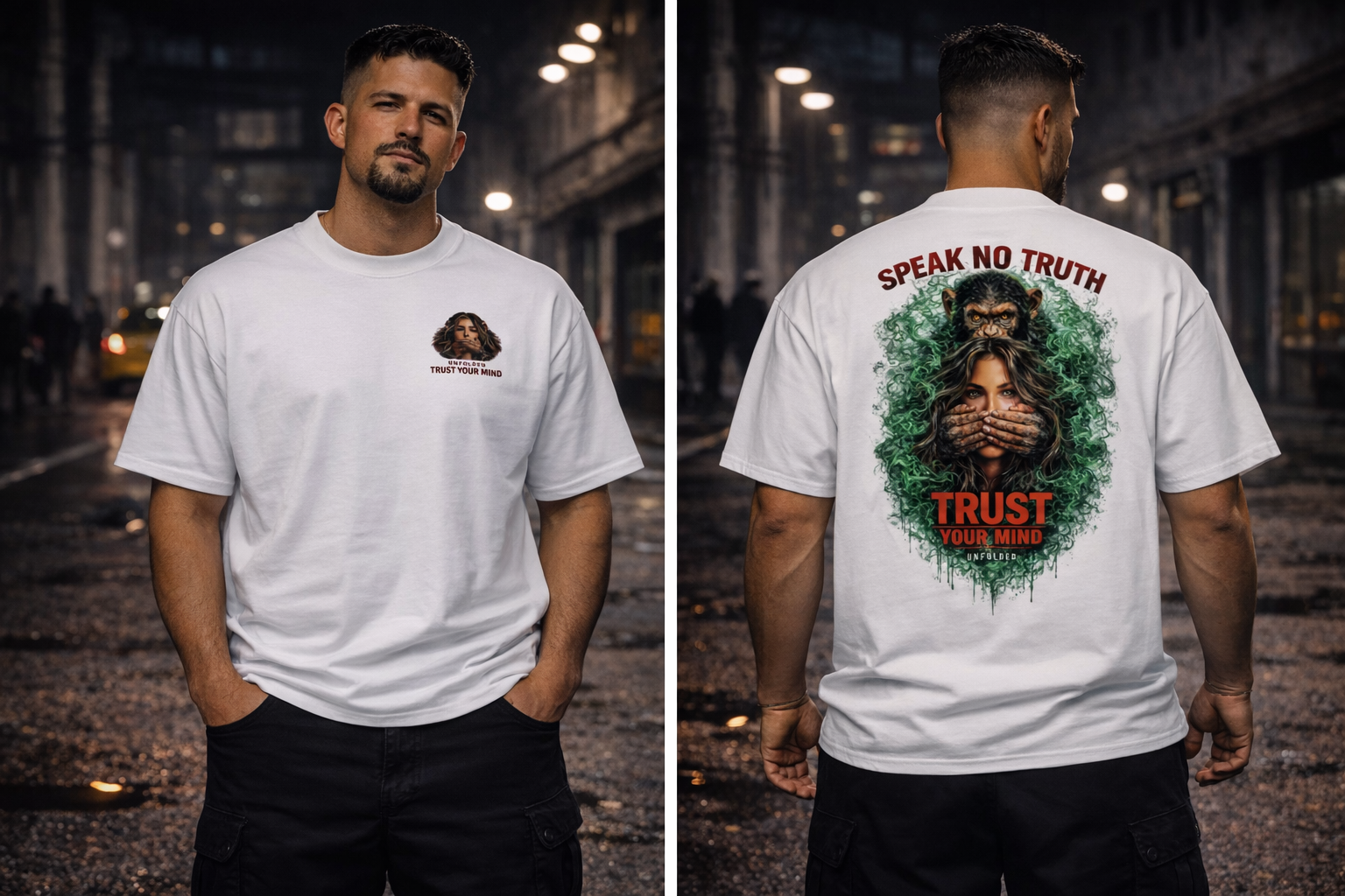 UNFOLDED – „Speak No Truth“ Oversized Unisex Bio-T-Shirt