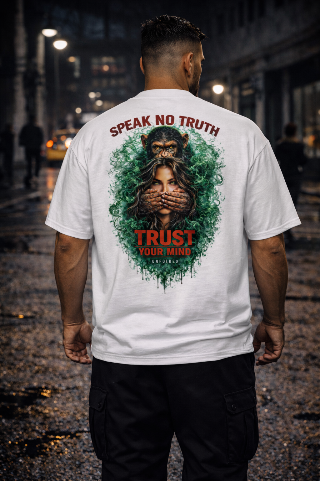 UNFOLDED – „Speak No Truth“ Oversized Unisex Bio-T-Shirt