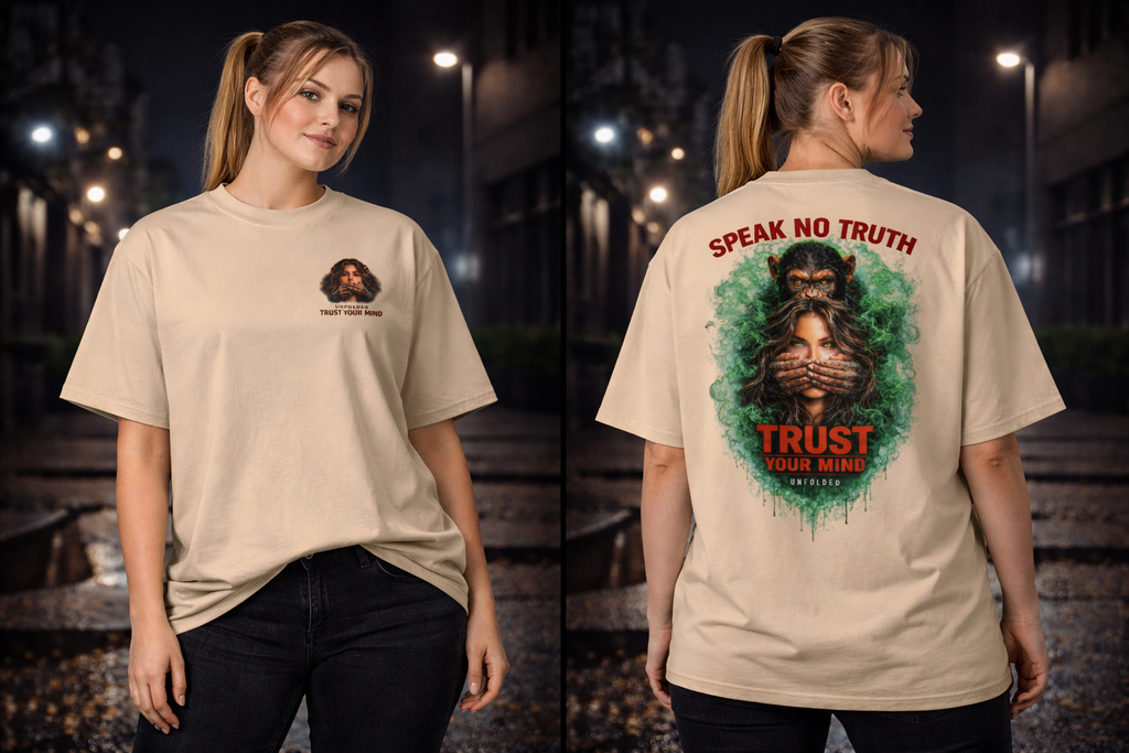 UNFOLDED – „Speak No Truth“ Oversized Unisex Bio-T-Shirt