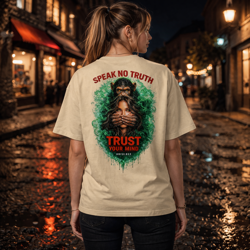 UNFOLDED – „Speak No Truth“ Oversized Unisex Bio-T-Shirt