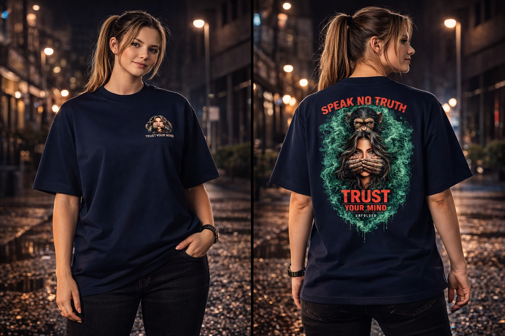 UNFOLDED – „Speak No Truth“ Oversized Unisex Bio-T-Shirt