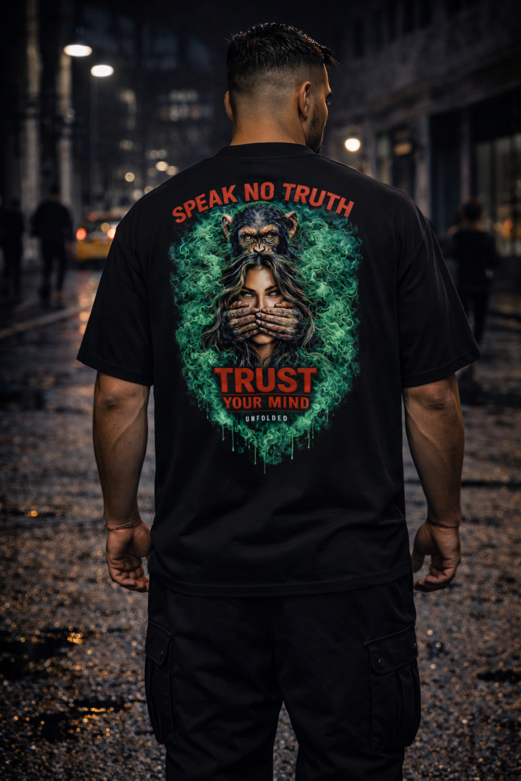 UNFOLDED – „Speak No Truth“ Oversized Unisex Bio-T-Shirt