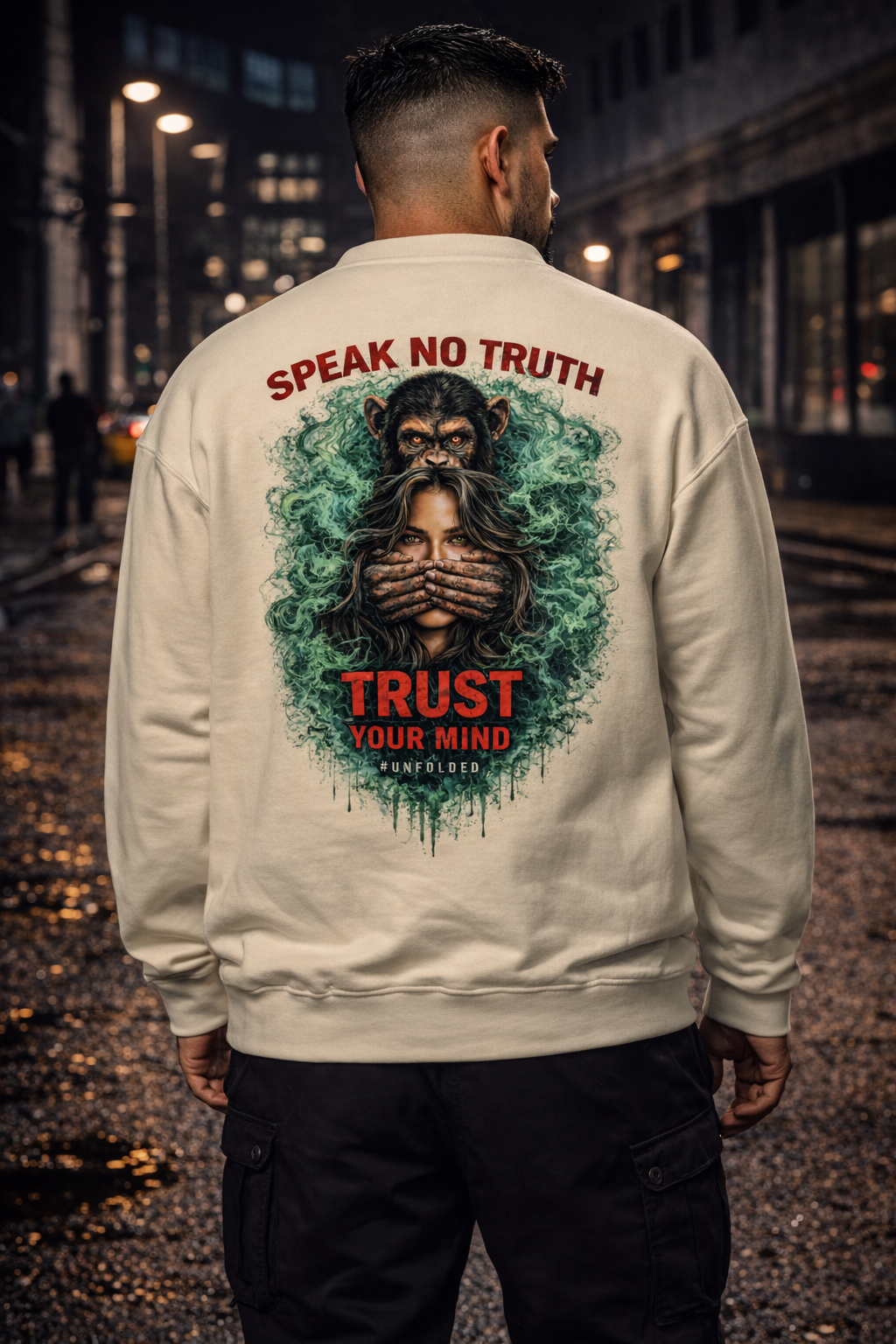 UNFOLDED – „Speak No Truth“ Unisex-Pullover