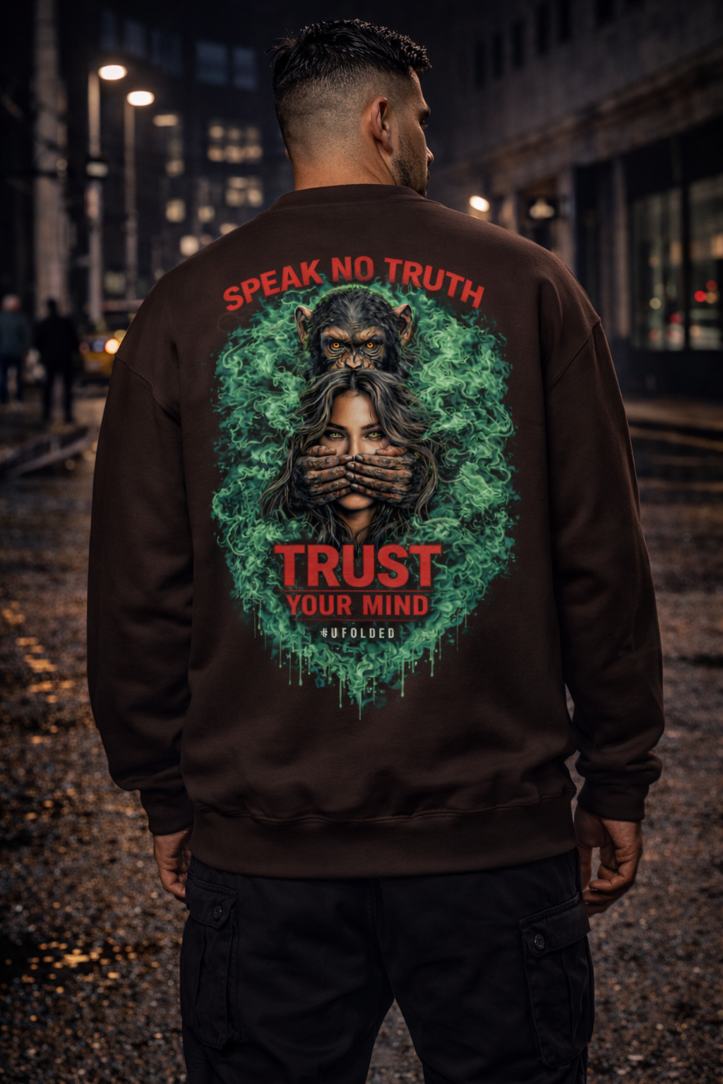 UNFOLDED – „Speak No Truth“ Unisex-Pullover