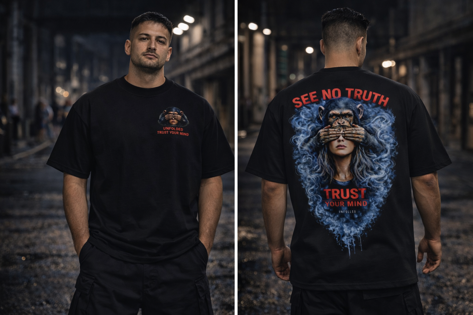 UNFOLDED – „See No Truth“ Oversized Unisex Bio-T-Shirt