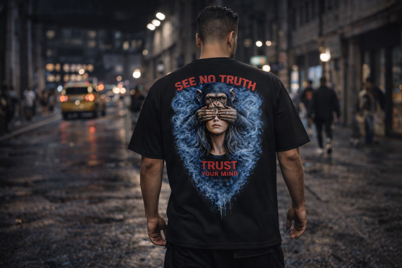UNFOLDED – „See No Truth“ Oversized Unisex Bio-T-Shirt